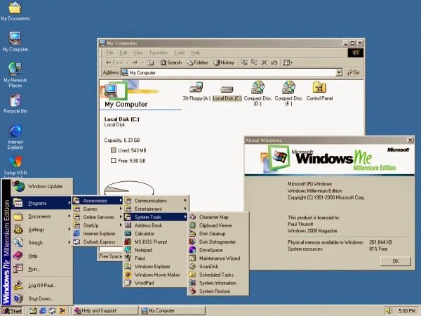 В каком году windows me