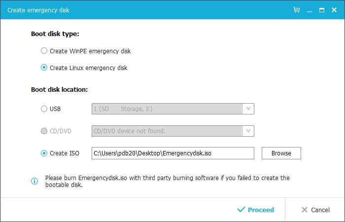 Choose the WinPE boot disk and select your USB device