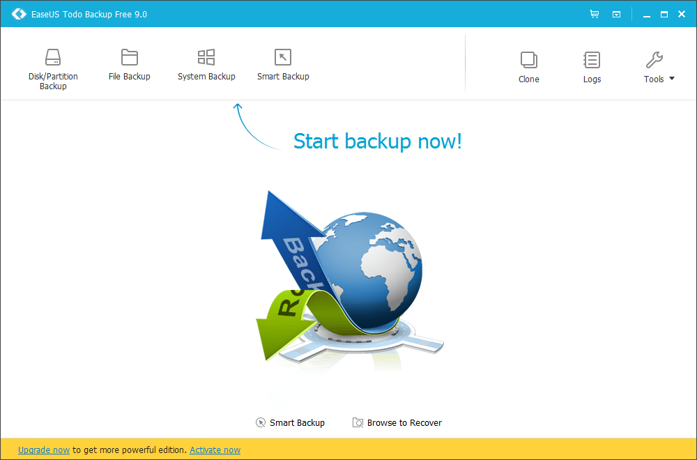 EaseUS TODO Backup main UI