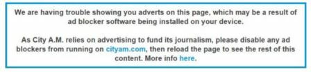 A small but growing number of sites simply refuse to show all or part of their content to users who block their ads.