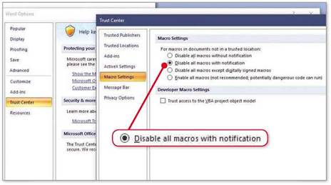 Disabling macros will help make Office2007 less of a security risk