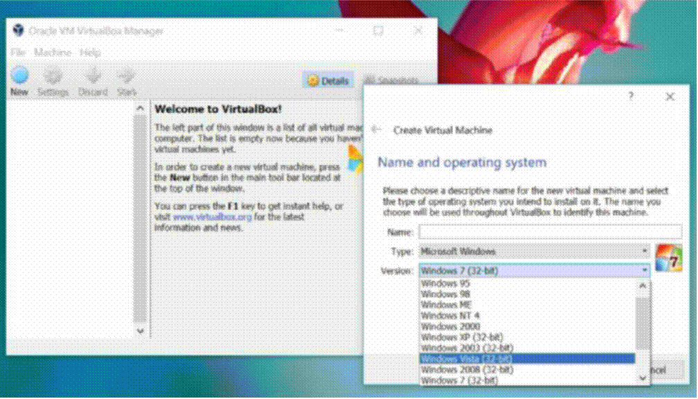 If VirtualBox only shows options for 32-bit OS installations, make sure virtualization is switched on in your machine's BIOS or UEFI.