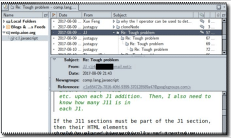 Figure 5: A newsgroup user sends an email message