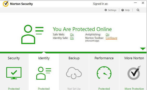 Norton Security's interface is clean and organized.