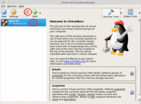 Figure 4: Starting the VM VirtualBox—beyond the basics