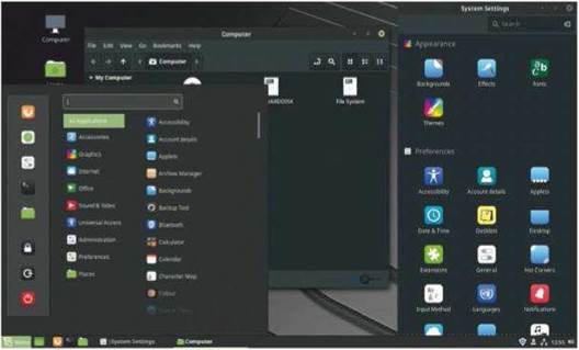 The Mint desktop sporting its sexy Dark Window and Desktop theme, just one of many.