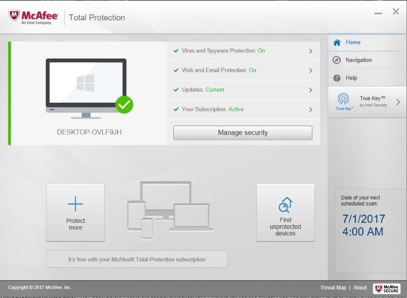 mcafee total protection with vpn