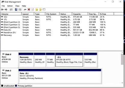 Be very, very careful when making changes in Disk Management