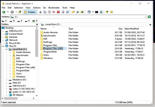 The open- source file manager Explorer++ reveals the size of folders