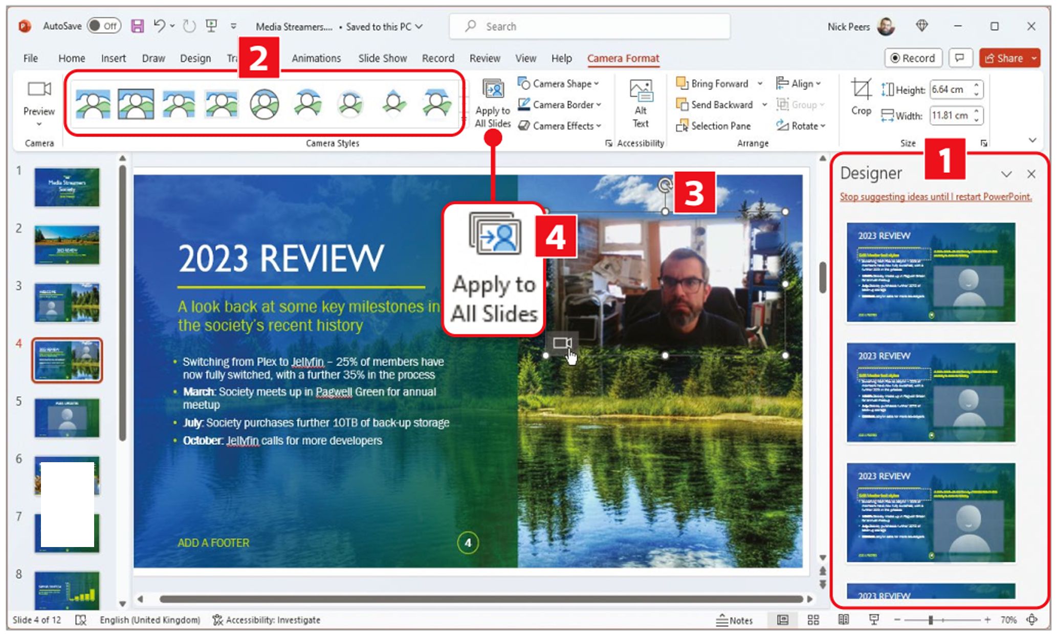 Use a live video feed in PowerPoint