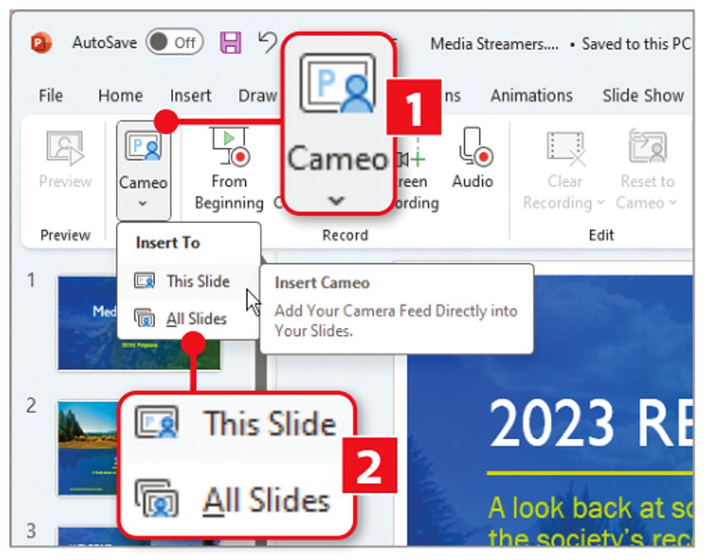 Use a live video feed in PowerPoint