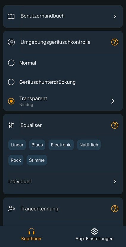  Various equalizer settings and a neutral option are available. 